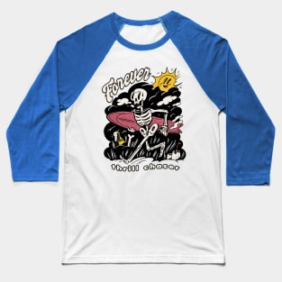 Sunny Skeleton Surf Baseball T-Shirt